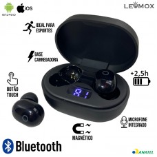 Fone Bluetooth LEF-A12 Lehmox - Preto